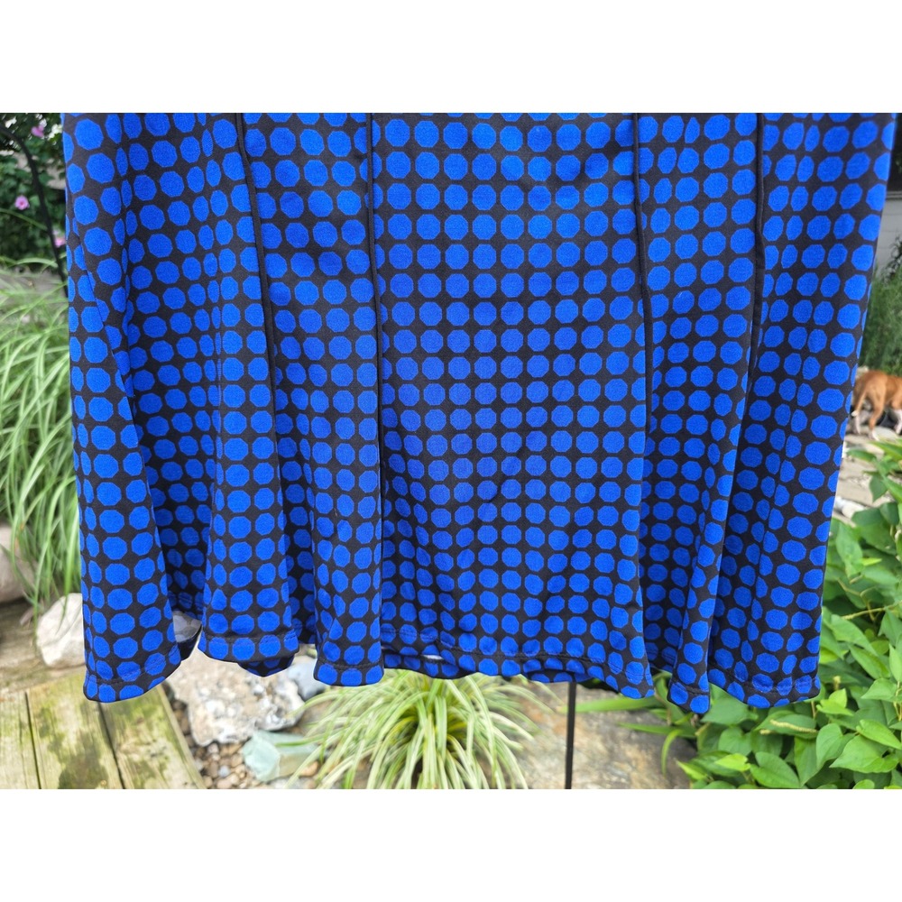 Maria Gabrielle Womens 2XBlue Black Polka Dot Short Sleeve Scoop Neck Blouse Top - Picture 3 of 8